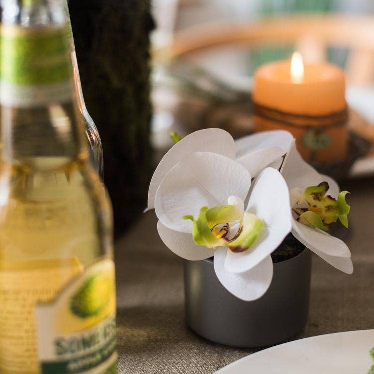 Rustic Reach - Wholesale Artificial Flowers - Potted Flower Mini Real Touch Potted Orchid in White0