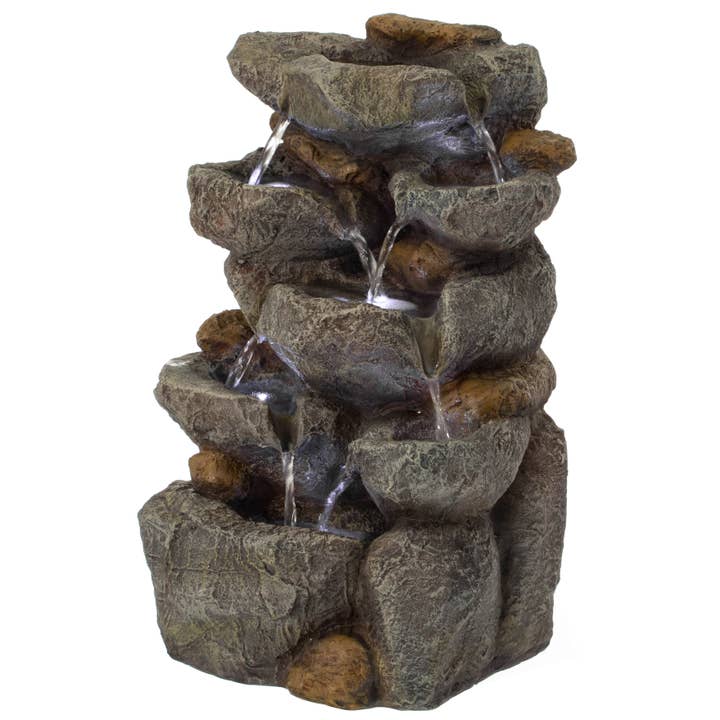 Quickway Imports - Wholesale Outdoor Ornament/Decor - Decorative Rock Look Water Fountain with LED Lights5