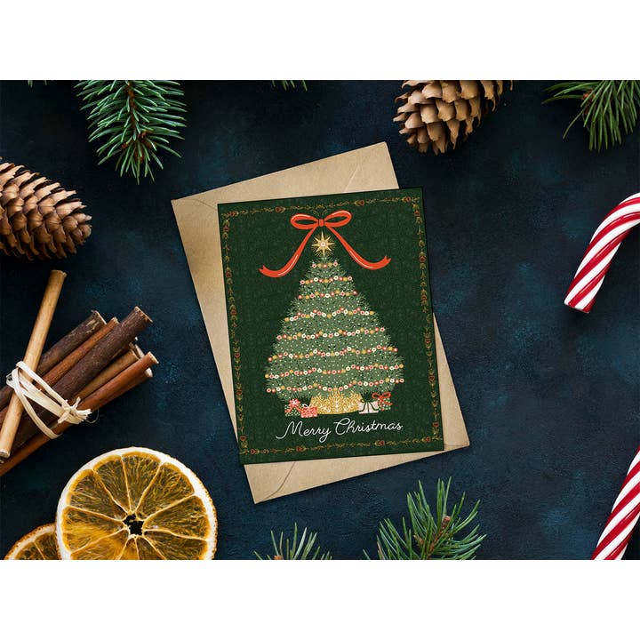 Gingiber - Vendita all'ingrosso Biglietti di auguri di Natale - Biglietto di Natale con albero e regali