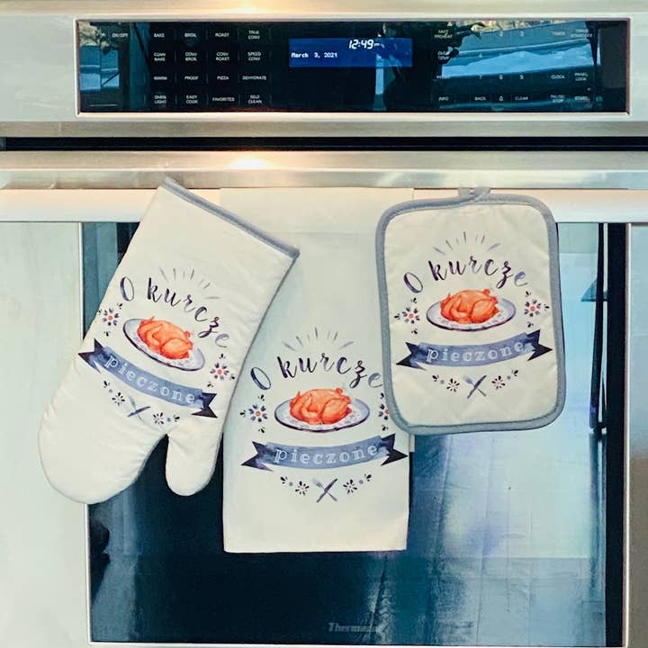 Siemka Creations - Wholesale Oven Mitt/Pot Holder - O Kurcze Pieczone! 3-Piece Kitchen Set (3 sets per order)3