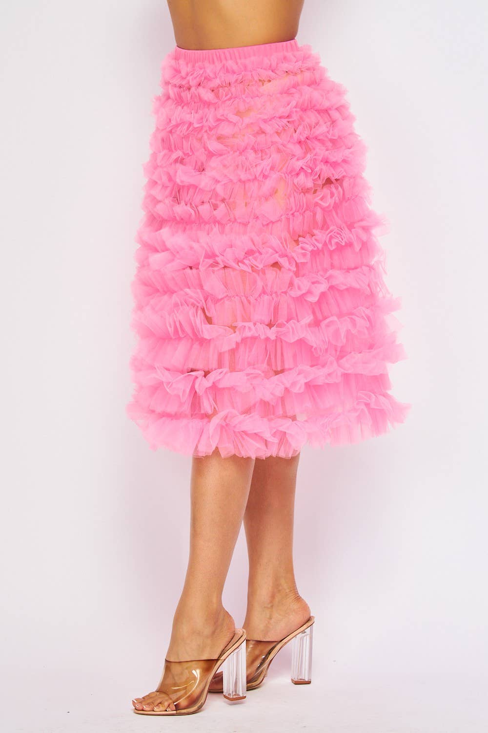 Hot & Delicious – Saia - Mulher por atacado – Saia de círculo midi em camadas de tule transparente para senhoras (HDS30139)12