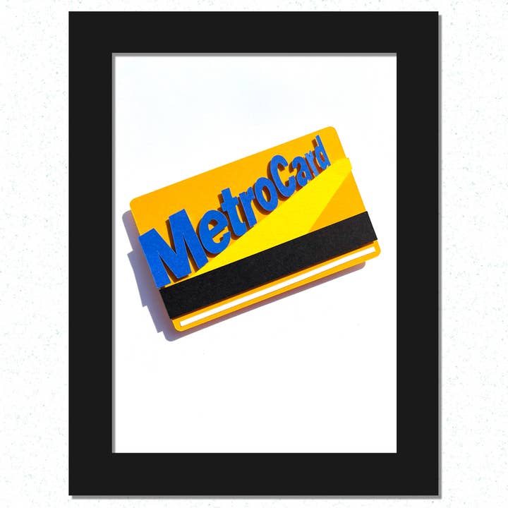 NYC Metro Card: Handmade, Framed, Paper Art Piece for wholesale by Paper for the People