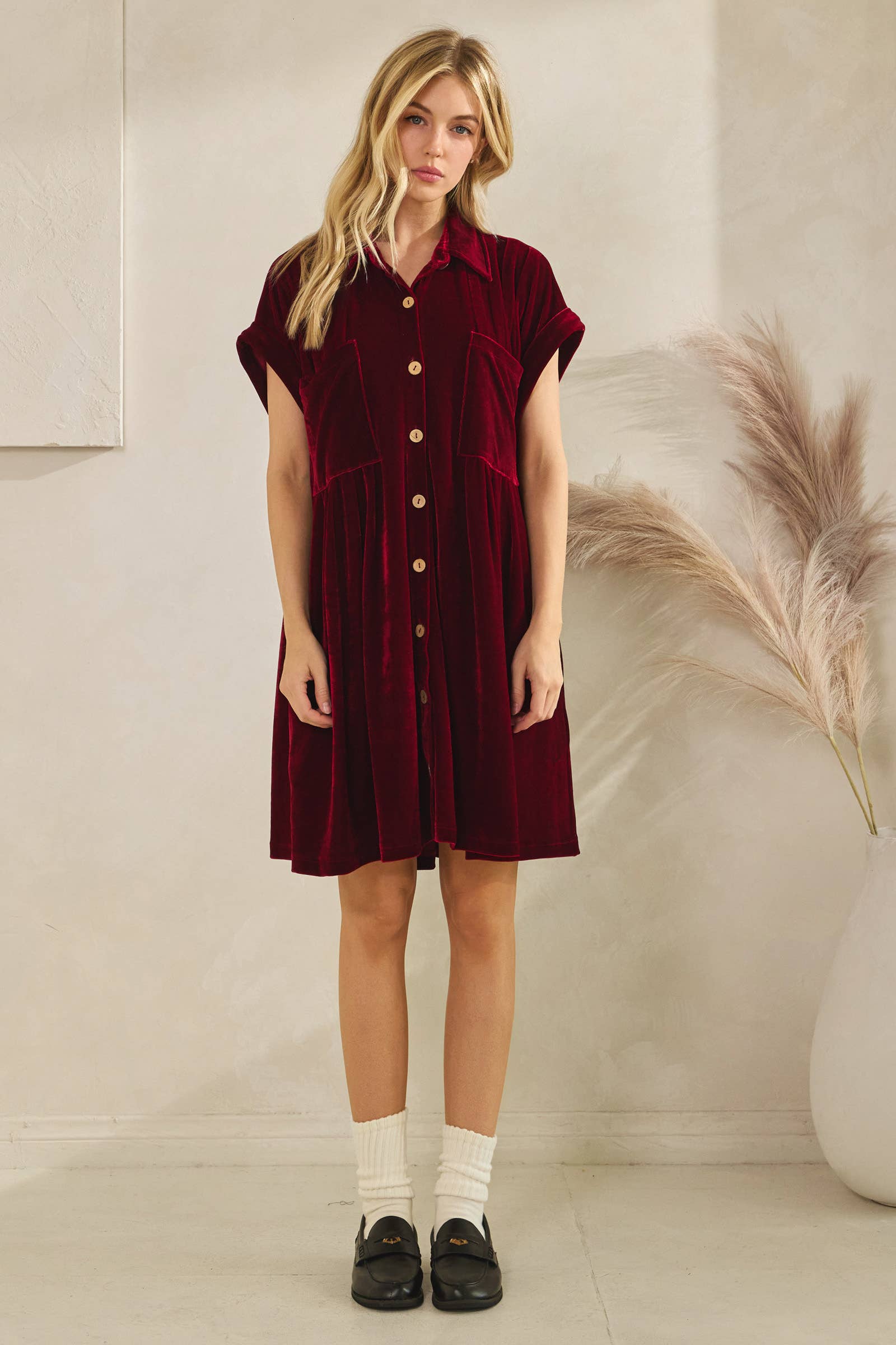 Sewn and Seen - Vente Robe – femme - Robe plissée en velours4