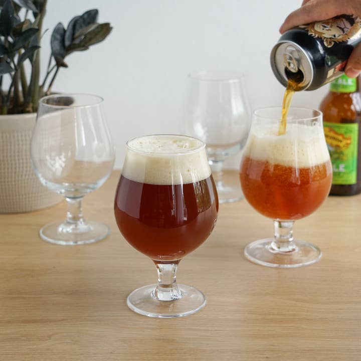 Clear Stemmed Glass Tulip Beer Glasses - Set of 4 for wholesale on Faire