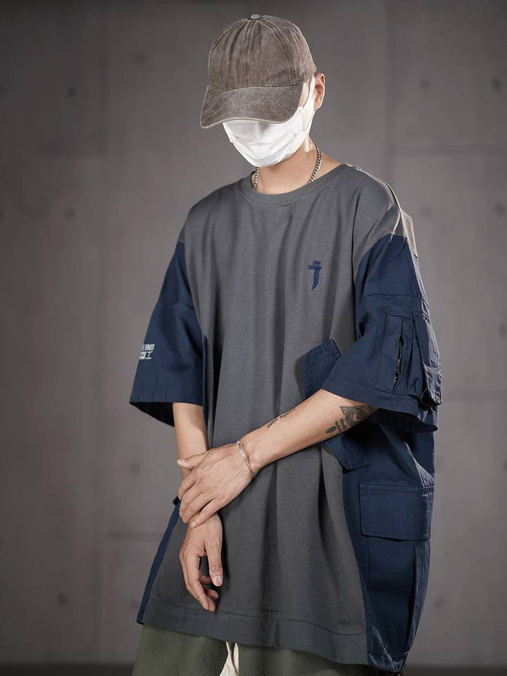 HiT38 Dobbelt Patchwork I-Tech T-shirt for engroshandel hos niepce