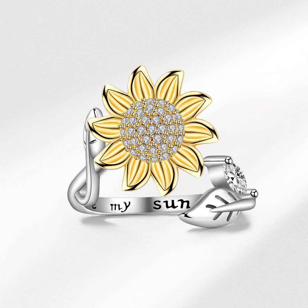 Revelari - Wholesale Multi-Stone Ring - Sunflower Open Adjustable Ring with Zircon Accents0