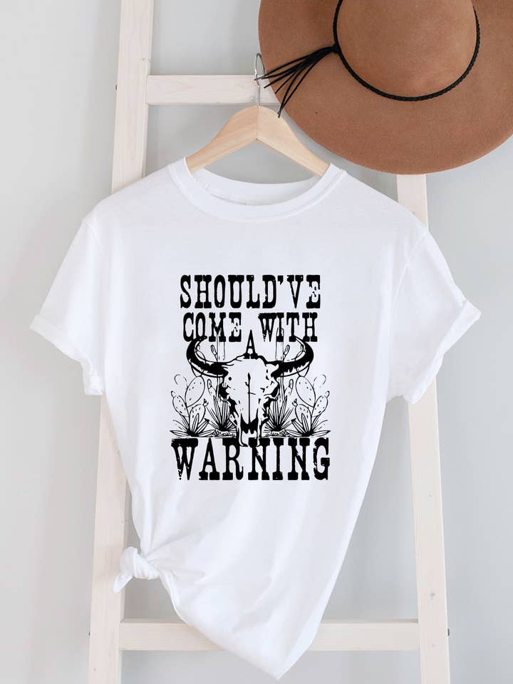 Should've come with WARNING, Round Neck Short Sleeve T-Shirt for wholesale by Top Avenue