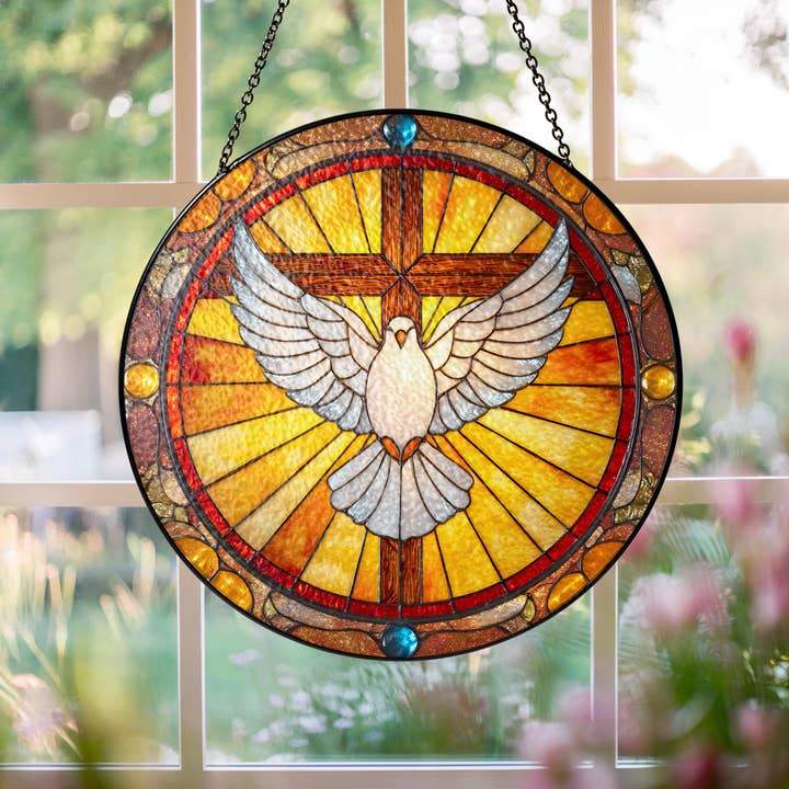 TMLECOM LTD - Wholesale Suncatcher - Holy Spirit Dove Stained Glass Suncatcher, Cross Ornament2