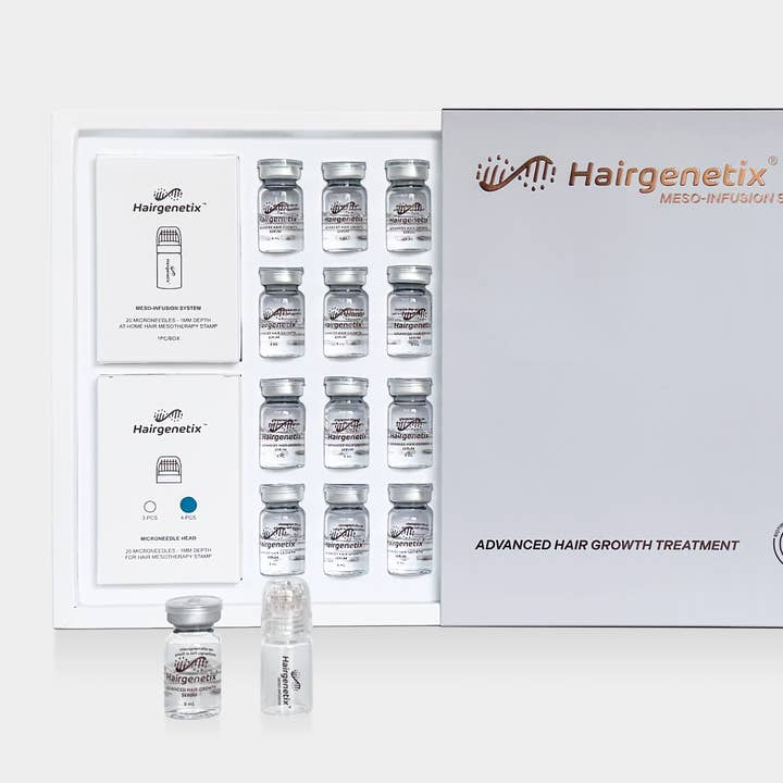 Boîte du système Meso-Infusion capillaire (12 sérums, 3 mois) pour la vente par Hairgenetix