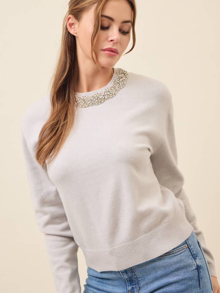 RIVIR - Wholesale Knit Sweater - Women's - Pullover sweater with jewel neck