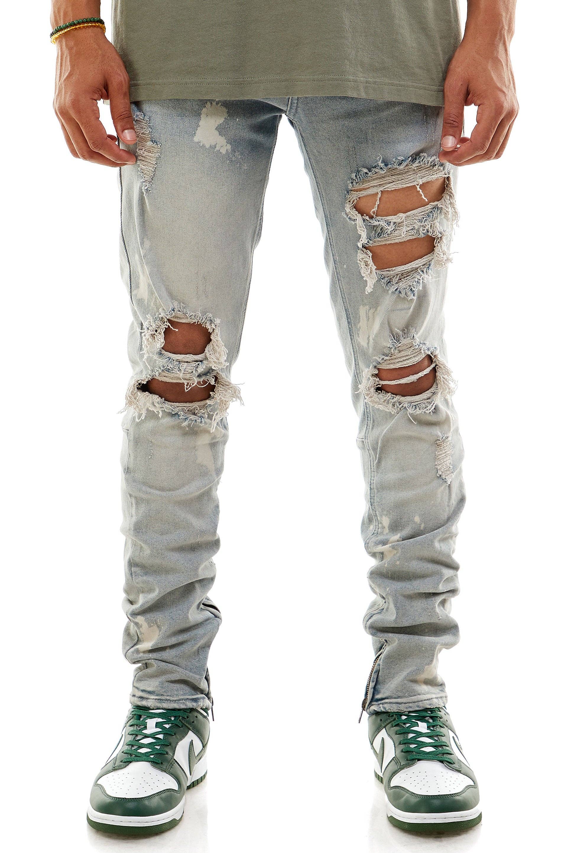KDNK - Wholesale Jeans - Men's - BLEACHED ANKLE ZIP JEANS6