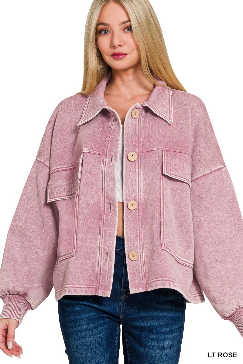 42POPS - Venta al por mayor Sobrecamisa - Mujer - ... CHAQUETA CORTA DE FORRO POLAR LAVADO CON ÁCIDO SI-2533614