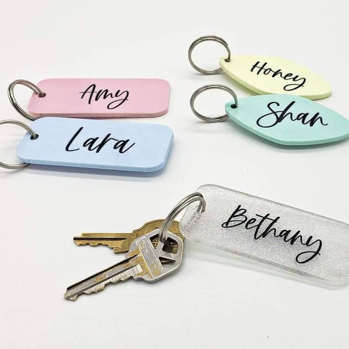 Colorful Keychain | Custom Calligraphy Keychain | Personaliz for wholesale by Rosie and Vi