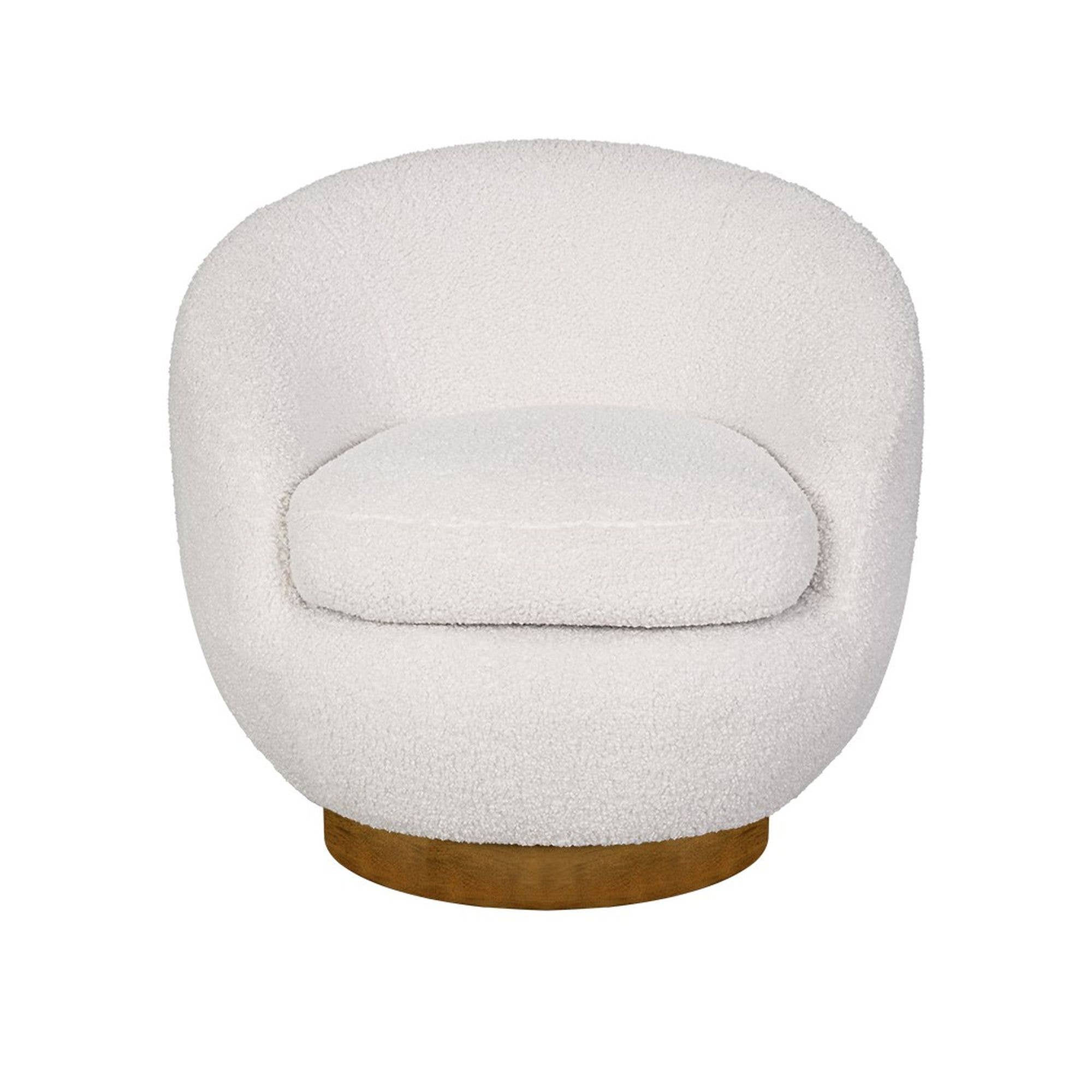 Olliix - Wholesale Chair - Cream Shearling Sherpa Swivel Chair with Wood Base *1