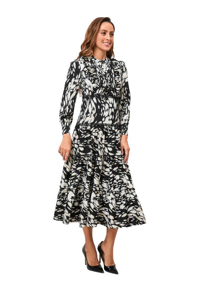 Miss Finch NYC – Engroshandel Kjole - Dame – Sort Orchid Tiered Nederdel Midikjole11