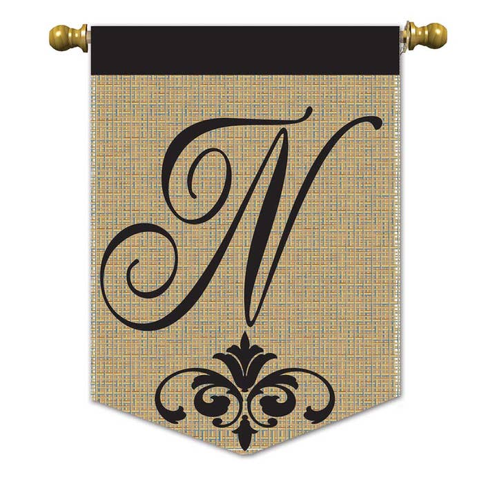 😲 "N" Elegant Monogram Burlap Garden Flag for wholesale by Magnolia