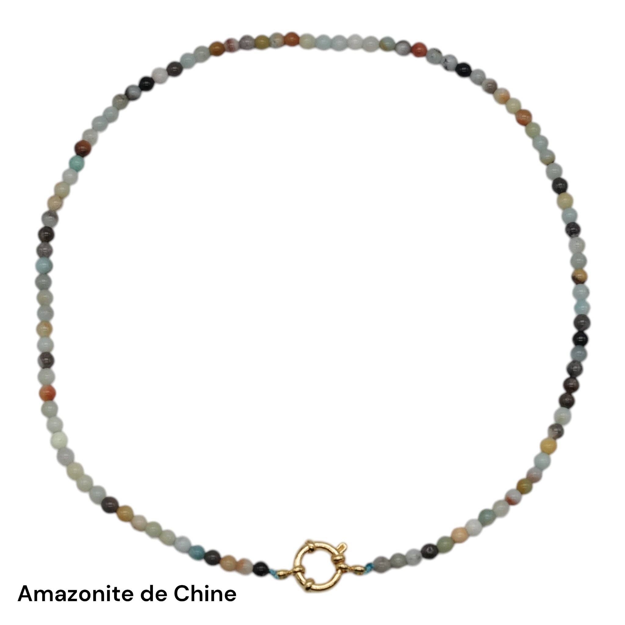 Foliesbijoux - Wholesale Beaded/Pearl Necklace - 43 cm necklace in 4 mm with gold-plated stainless steel buoy clasp (20 stones available)13