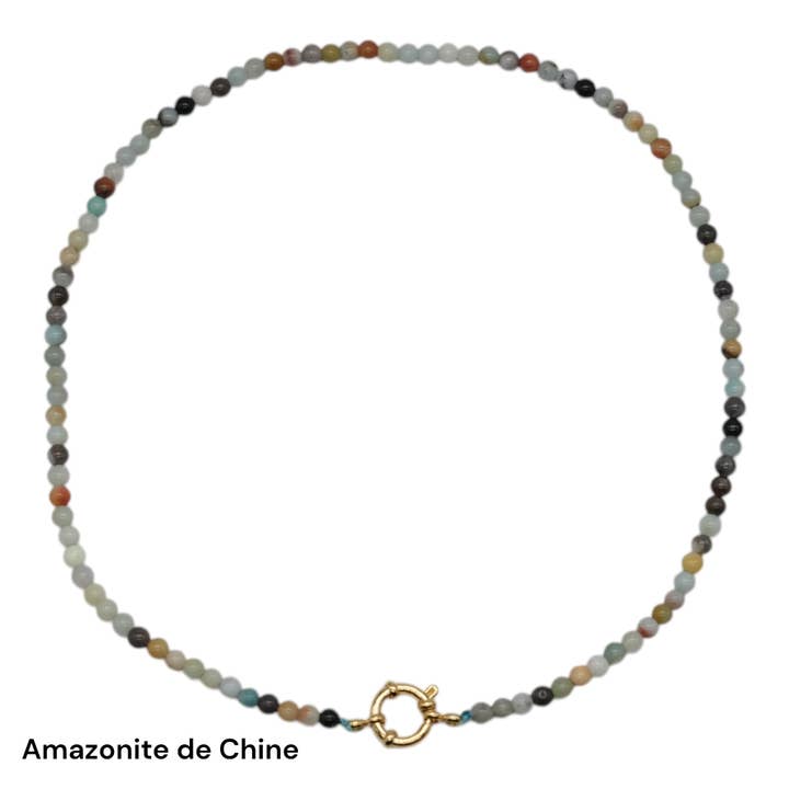 Foliesbijoux - Wholesale Beaded/Pearl Necklace - 43 cm necklace in 4 mm with gold-plated stainless steel buoy clasp (20 stones available)13