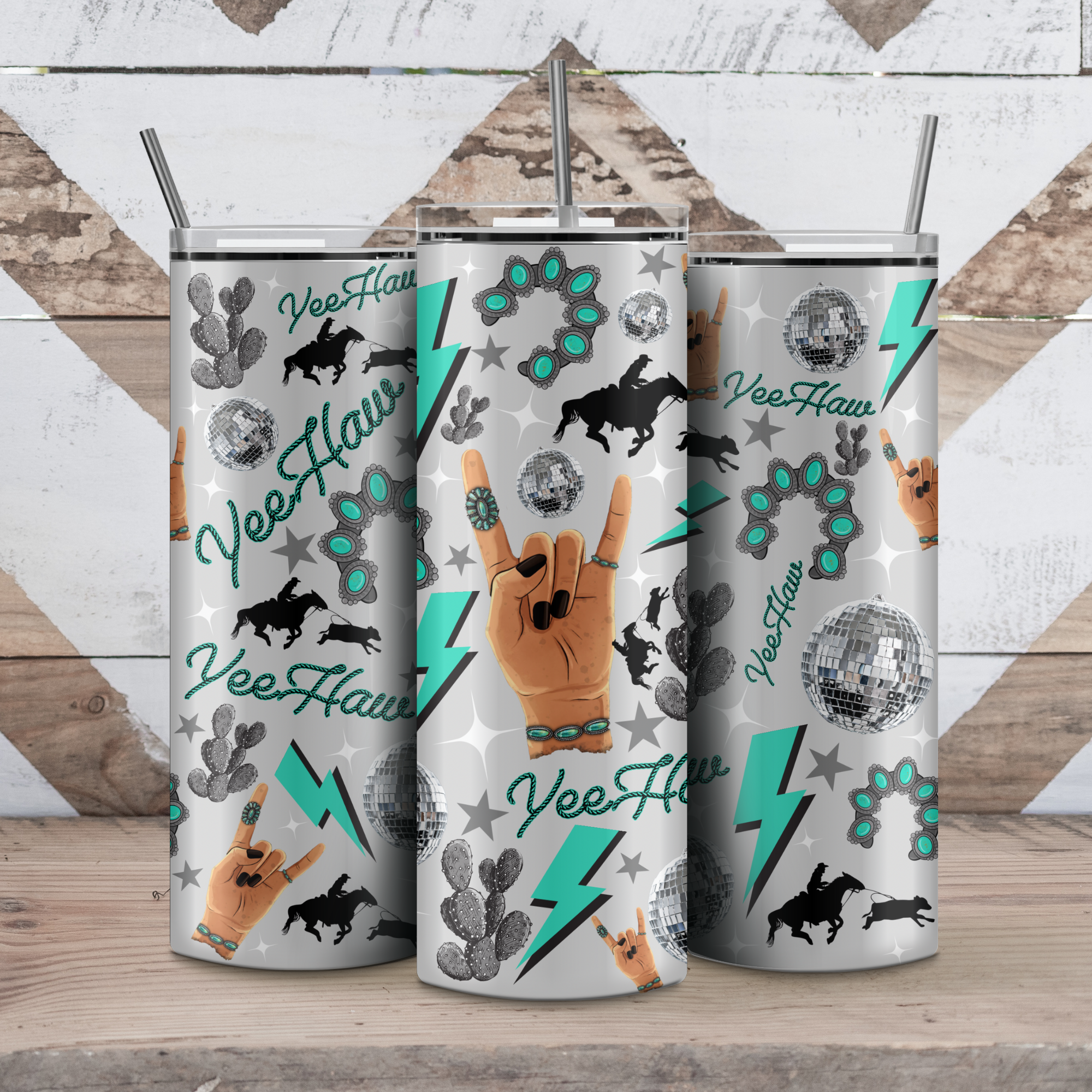 Daydreamer Designs - Wholesale Insulated Mug/Tumbler - Turquoise Cowgirl Tumbler1