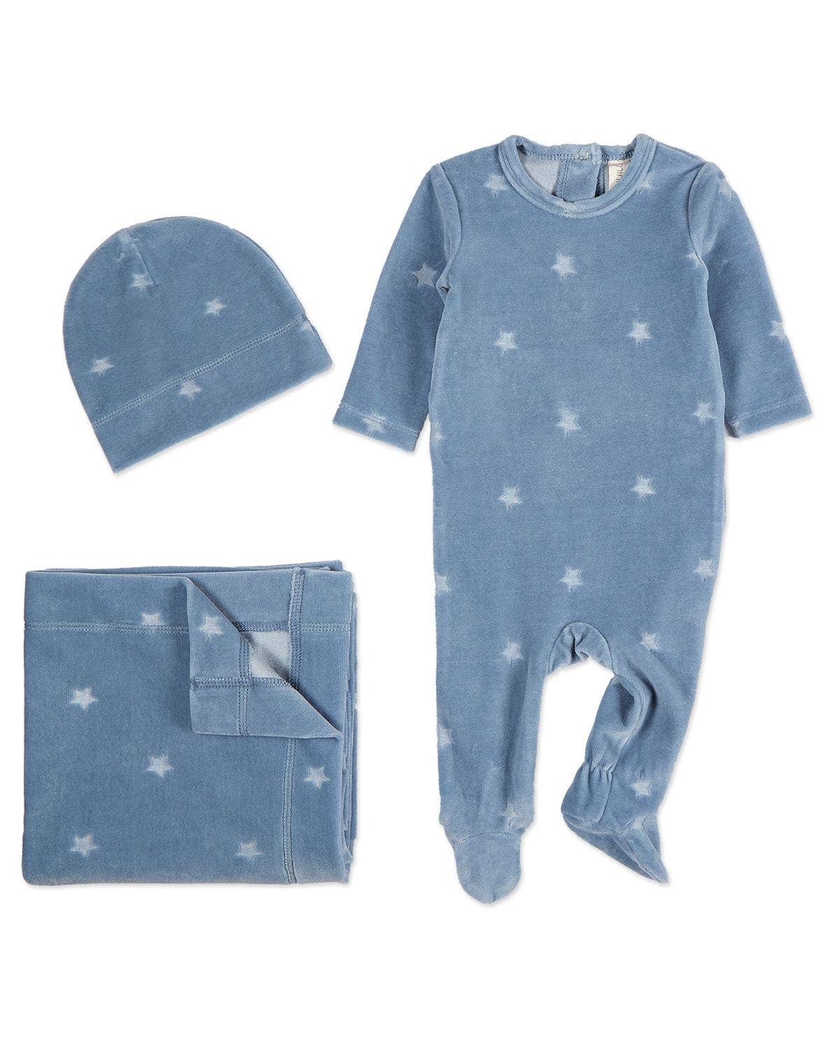 Blue Velvet Star 3 Pc Footie Set for wholesale on Faire