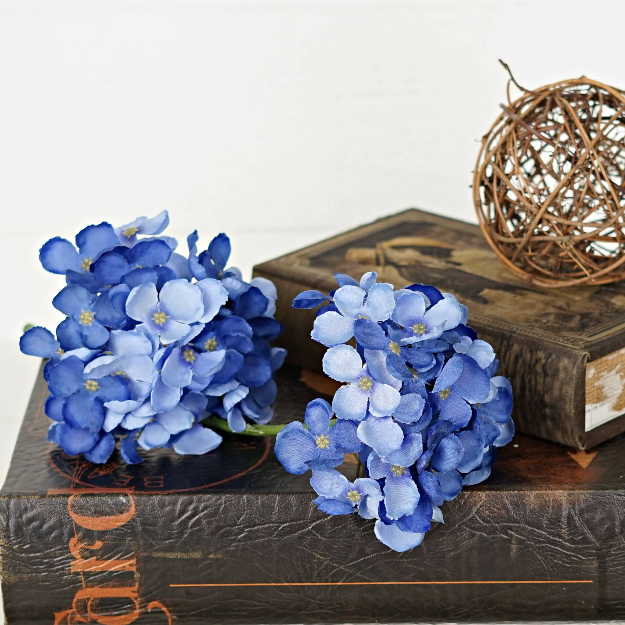 Holiday Depot Inc. - Wholesale Artificial Flowers - 35330- 13inLx5inD English Hydrangea Stem-Blue5