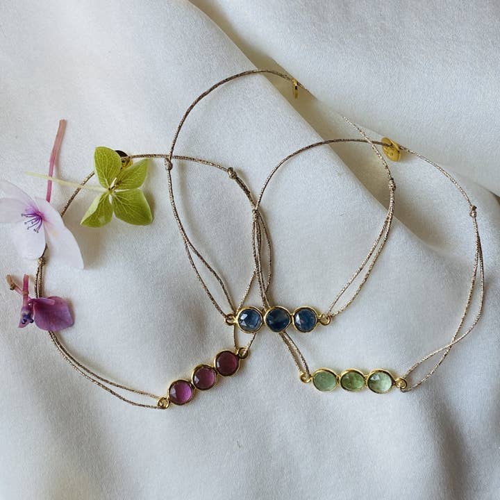 KALI ARMBÅND, tre sten sæt forgyldt (BHO3) for engroshandel hos Sophie Deschamps Bijoux