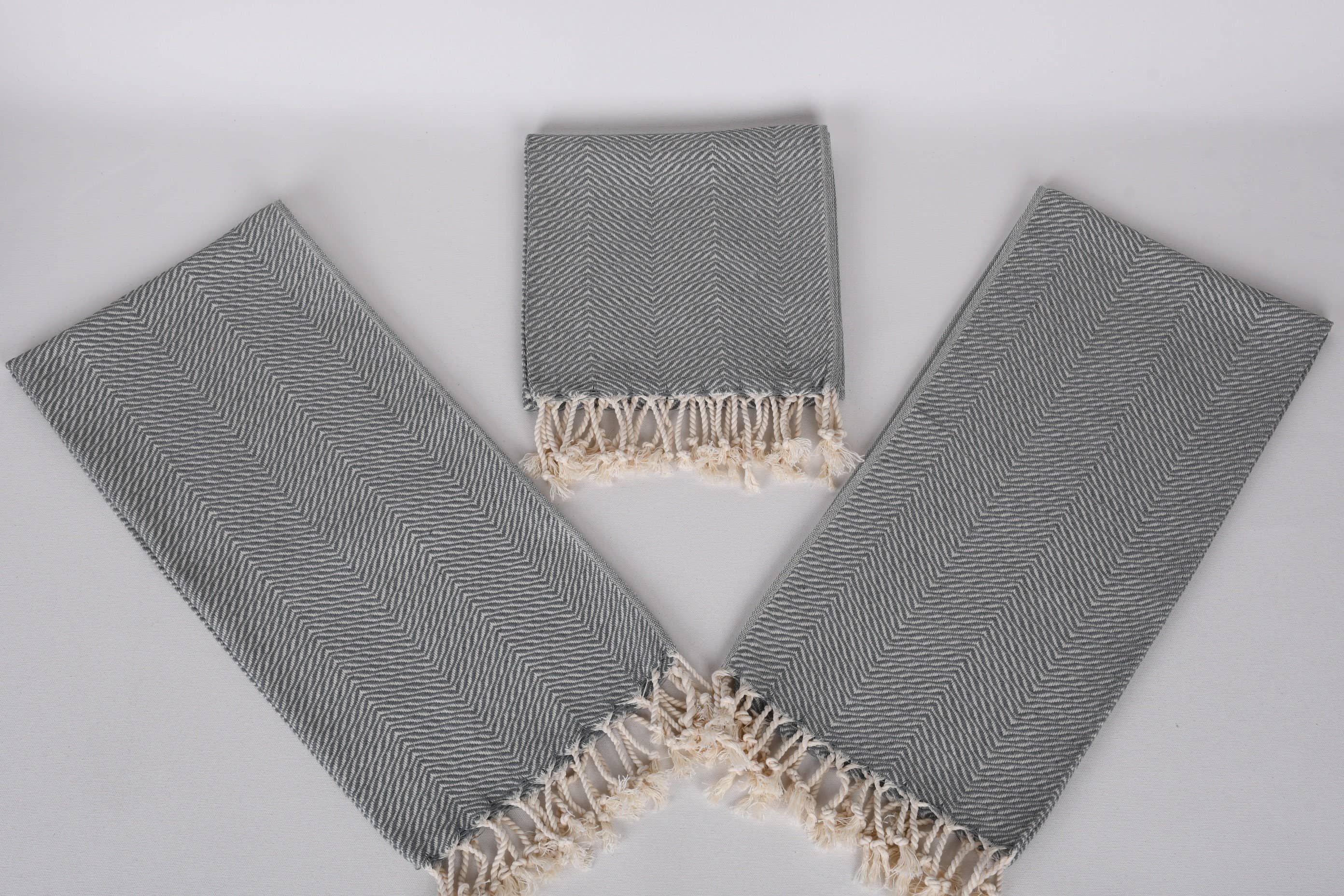 Organic Turkish Towels - Wholesale Tea towel - Turkish Tea Towels, Elegant Dark Gray Napkin6