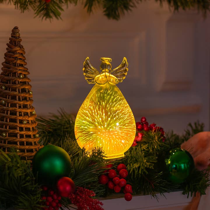 Light Up Standing Angel w/ Holographic Firework Detailing for wholesale by GeoCentral