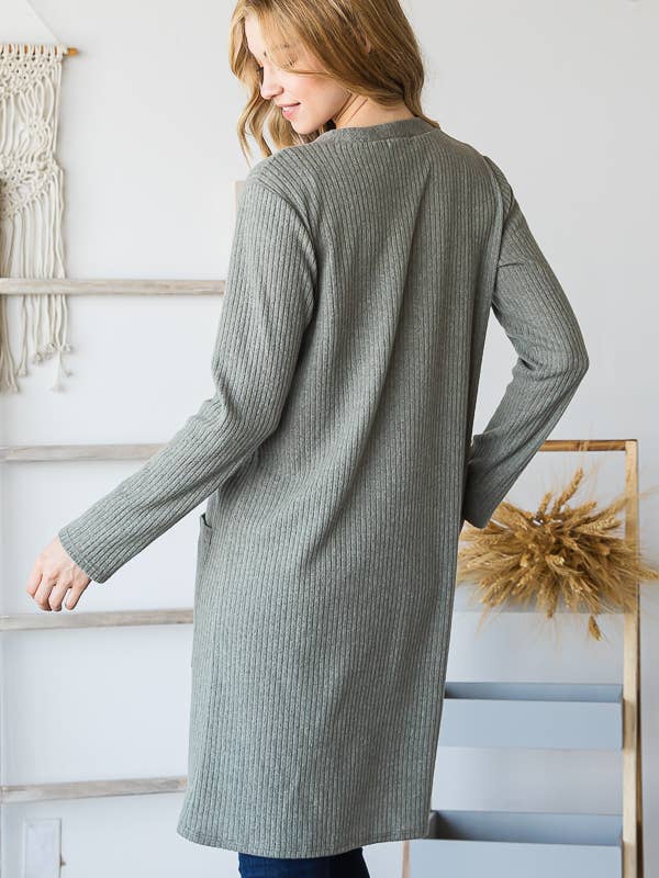 Pink Irene Wholesale - Vendita all'ingrosso Cardigan - Donna - CARDIGAN A COSTE TINTA UNITA CON TASCA A TINTA UNITA12