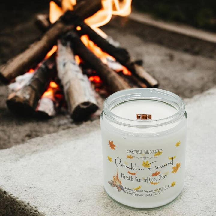 Dark Horse Handcrafted - Wholesale Jar/Filled Candle - Cracklin' Firewood - Fall Candle4