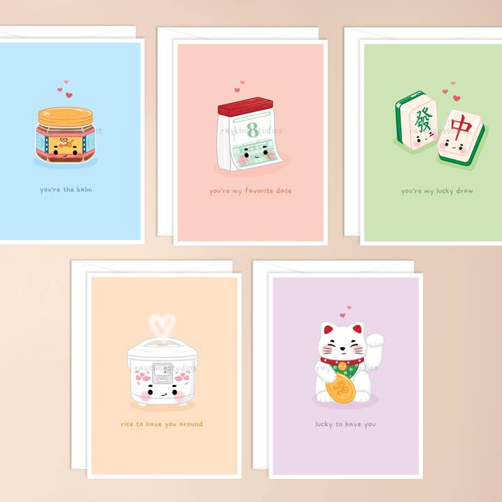 Asian Grandparents Things Assorted Greeting Card Boxed Set for wholesale by Raychoo Studios Inc.
