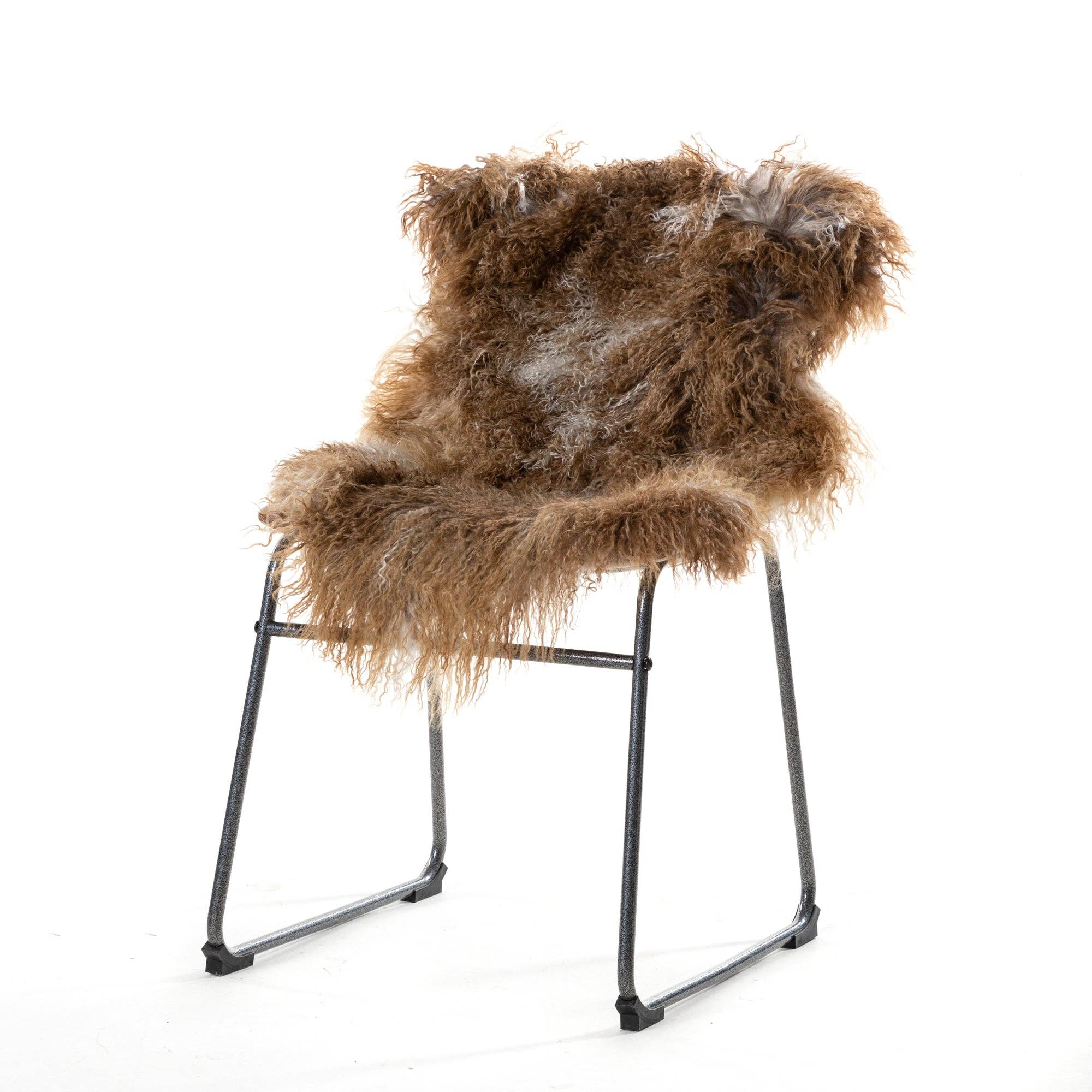 HUIRESOURCE - Vente Plaids - Fourrure d'agneau mongol avec poils naturellement bouclés en couleur mélangée0