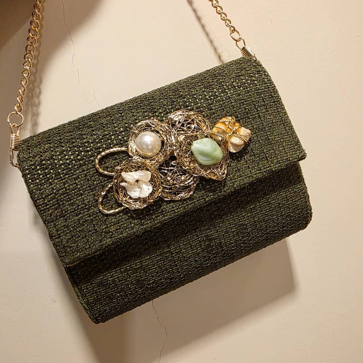 Mini Treasure Hård Väska Grön Stenar för wholesale av ACUS