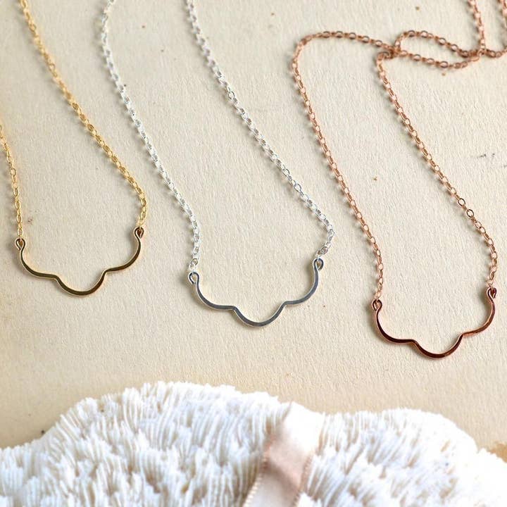 Foamy Wader – Engroshandel Halskæde med vedhæng – Kammusling halskæde - flosset kant shell kurve bar halskæde17