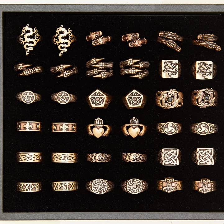 Bronze Rings Pre Packed Tray for wholesale by Nirvana LLC