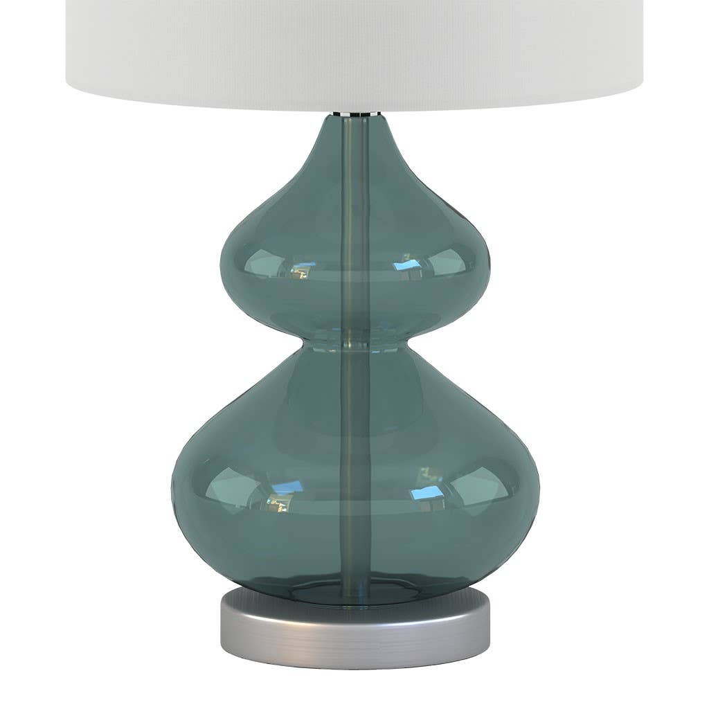 Olliix - Wholesale Accent/Desk Lamp - [Set of 2] Clear Glass Base Table Lamps, Teal Blue Glass3