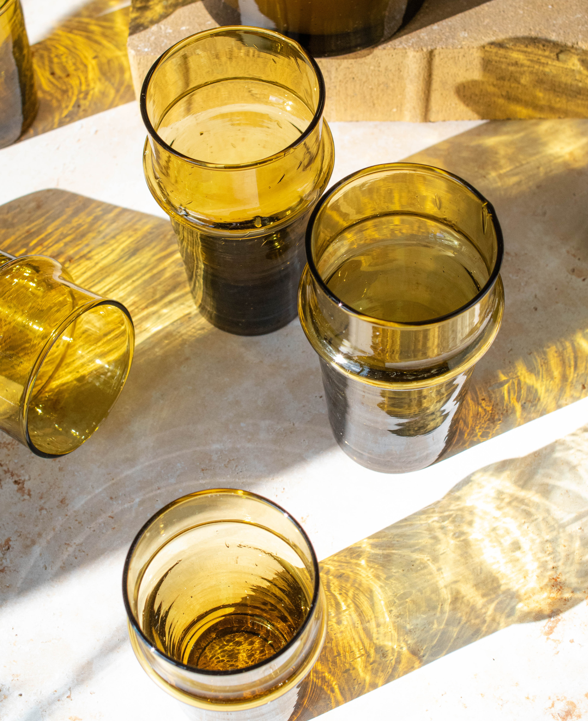 Maison Berber – Großhandel Trinkglas/Tasse – Marokkanische Beldi-Gläser - Bernsteinfarben, 6er-Set7