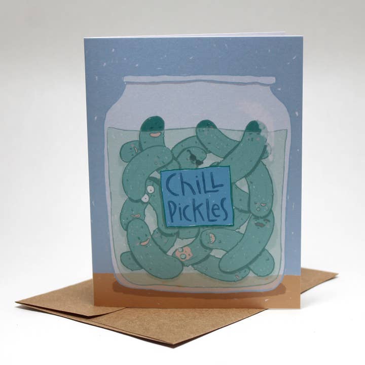 Chill Pickles - Carte de vœux - Juste parce que - Carte vierge pour la vente par Sarah Parker Illustration
