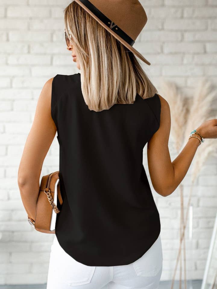 Lovesoft - Wholesale Blouse - Women's - V Neck Knotted Shoulder Vest