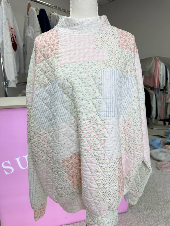 Quilted Pastel Mockneck Sweatshirt for wholesale on Faire