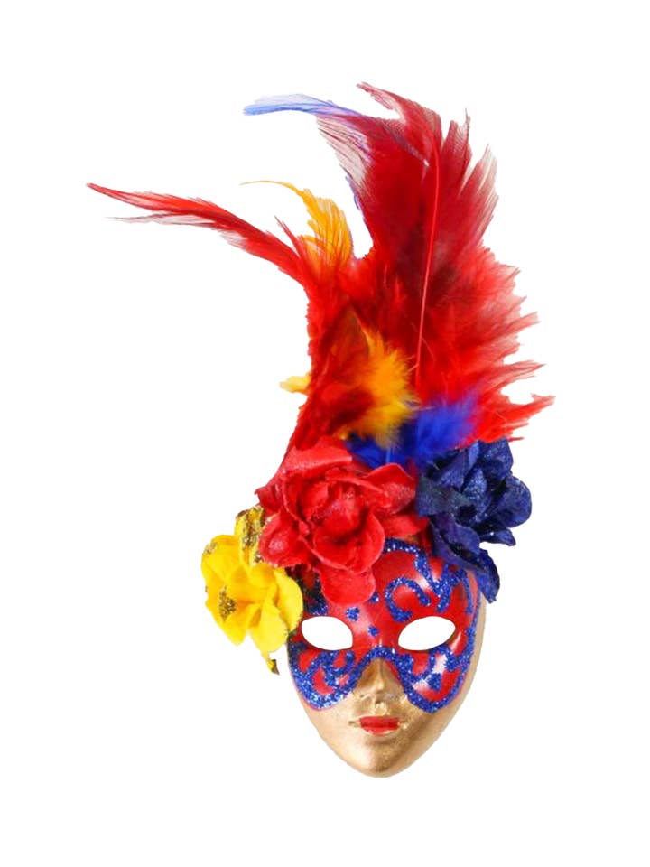 Volgelaatsmasker Magnet - Bloemen en veren (meerdere kleuren) voor wholesale door Mardi Gras Creations