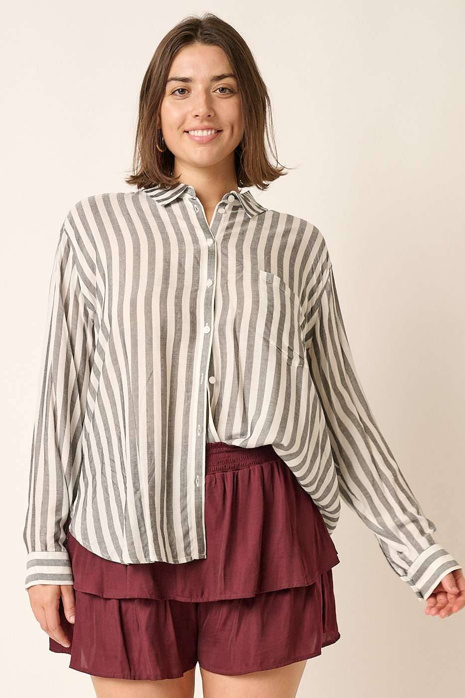 mittoshop – wholesale Buttoned-down shirt – Women's – PLUS STRIPED BUTTON DOWN SHIRT7