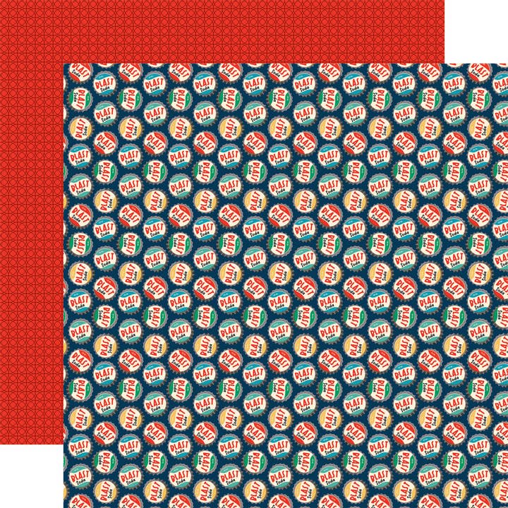 Echo Park Paper Co. - Wholesale Flat Wrap - Mercantile: Blast Soda Caps 12x12 Patterned Paper