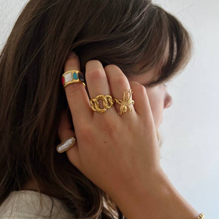 BELJOY - Wholesale Multi-Stone Ring - Roxy Wide Band Stone Ring5