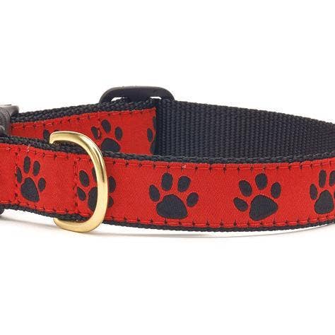 Up Country, Inc. - Wholesale Pet Collar - Dog - Red and Black Paw Dog Collar0