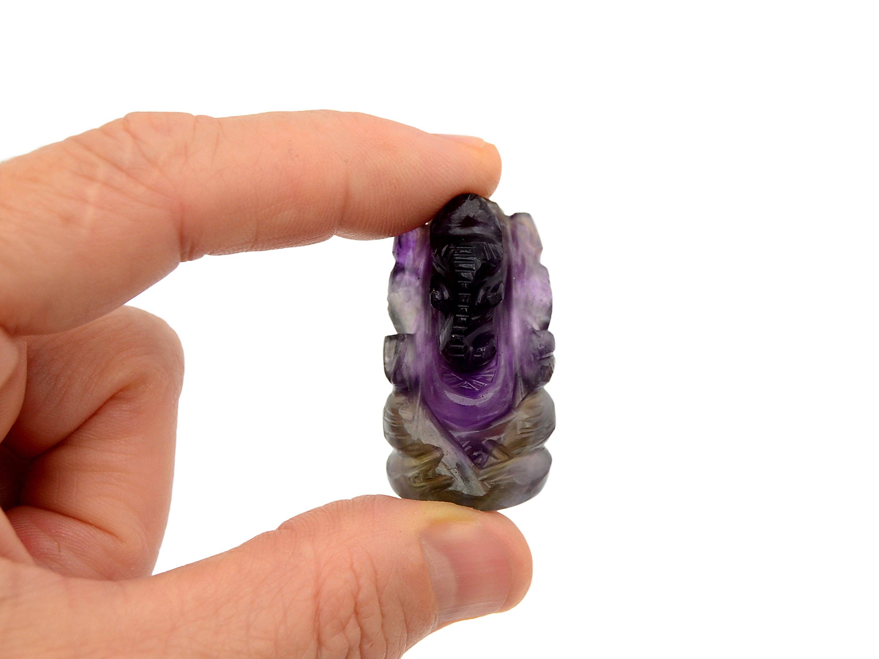 Kaia & Crystals - Wholesale Spiritual Stone/Crystal - Mini Amethyst Ganesha Sculpture (35mm) - Hand Carved Crystal8