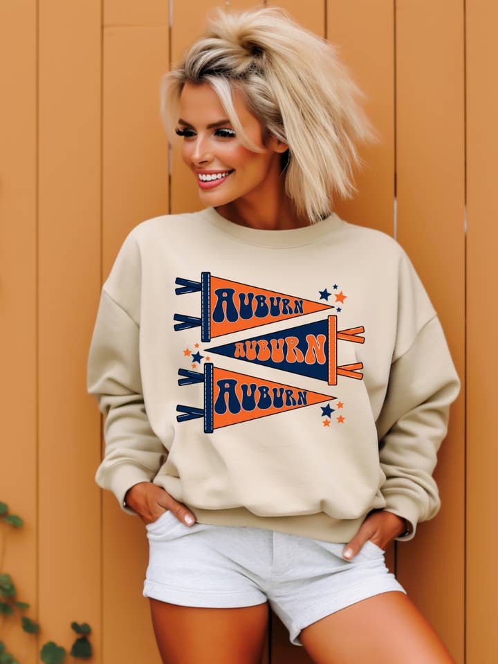 Felpa Grafica per Adulti Auburn Pennants per la vendita all'ingrosso da parte di Uncommon Label