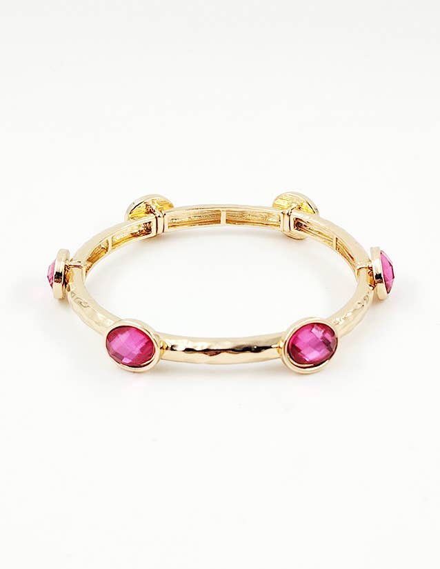 Pretty Persuasions - Wholesale Bangle Bracelet - B25034 Glass Bead/Faux Pearl Adorned Stretch Bangle Bracelet7