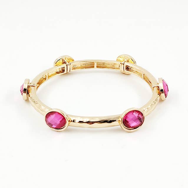 Pretty Persuasions - Wholesale Bangle Bracelet - B25034 Glass Bead/Faux Pearl Adorned Stretch Bangle Bracelet7