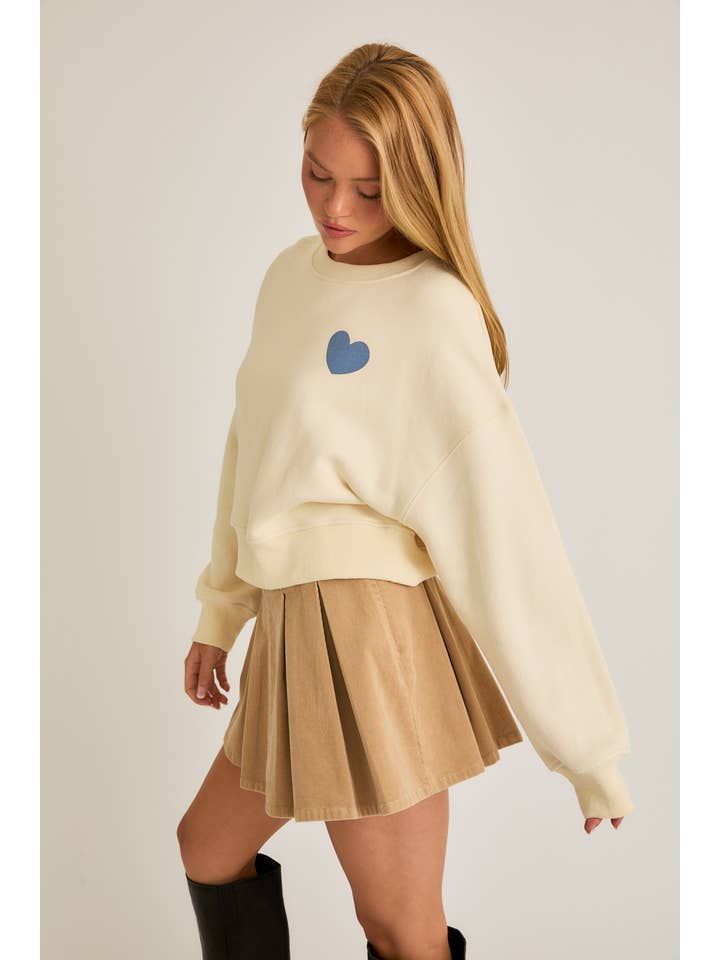 CREAM BOXY CROP SWEATSHIRT for wholesale on Faire